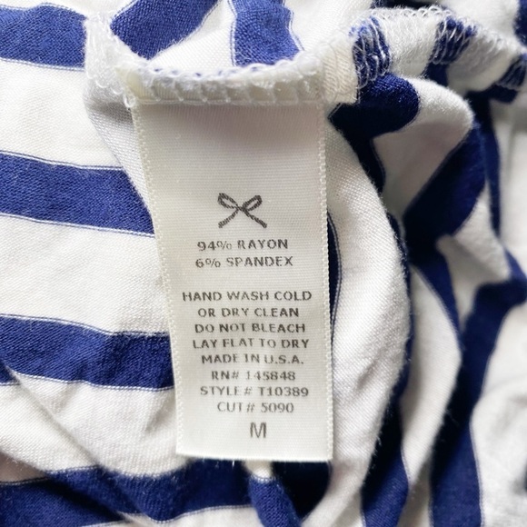 Everly Navy and White Striped Women's Tank Top with Tassels - Picture 8 of 12